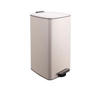Relaxdays Poubelle de Cuisine 30L, Fermeture Douce, Seau Amovible, métal Mat, carrée à pédale Beige 53×29×34 cm