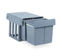 Relaxdays Poubelle de cuisine à 3 compartiments – 15 L + 2×8 L, gris, encastrable