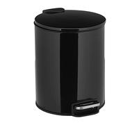 Relaxdays Poubelle de Salle de Bain, 5 L, Seau intérieur Amovible, métal, Poubelle à pédale, Noire
