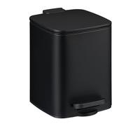Relaxdays Poubelle de Salle de Bain, 6 litres, avec pédale, Seau intérieur, métal et Plastique, Noire