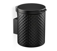 Relaxdays Poubelle de Salle de Bain Murale, Ronde, 5 litres, mécanisme de Fermeture, Seau intérieur, métal, Noire