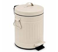 Relaxdays poubelle, design rétro, 3 l, à pédale, beige | Seau intérieur amovible, métal, poubelle de salle de bain avec couvercle, design rétro