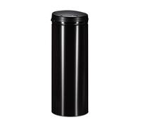 Relaxdays Poubelle en acier 50 litres bac à ordures en métal 80 cm de hauteur 30 cm de diamètre couvercle automatique, noir