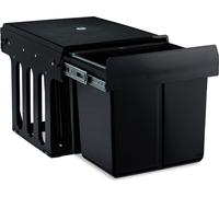 Relaxdays Poubelle encastrable à 3 bacs, coulissante, poubelle de cuisine pour meuble bas, 15 l et 2 x 8 l, 35,1 x 34,3 x 48 cm, noir