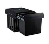 Relaxdays Poubelle encastrable coulissante 2x15L 2 compartiments, système de tri sous-évier Noir