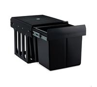 Relaxdays poubelle encastrable coulissante, 2 bacs, système de trie pour le sous-évier, 2x15l, 35,1 x 34,3 x 48 cm, noir