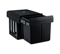 Relaxdays poubelle encastrable coulissante, 3 bacs, système de tri pour sous-évier, 15l & 2x 8l, 35,1x34,3x48 cm, noir