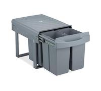 Relaxdays poubelle encastrable coulissante, 4 bacs, système de tri pour le sous-évier, 4x 8 l, 34,6 x 34 x 51,8 cm, gris