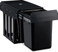 Relaxdays Poubelle encastrable double, poubelle de cuisine coulissante pour meuble bas, 2 x 8 litres, 35,5 x 25 x 47 cm, noir