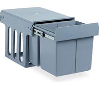 Relaxdays - Poubelle encastrable pour cuisine, à coulisse, duo de 15 l chacune, système de tri des déchets pour meuble bas, plastique, L x H x P : 35,1 x 34,3 x 48 cm, gris