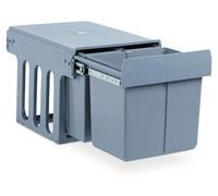 Relaxdays - Poubelle encastrable pour cuisine, à coulisse, système de tri des déchets pour meuble bas, 15 l + 2 x 8 l, plastique, L x P x H : 35,1 x 34,3 x 48 cm, gris