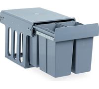 Relaxdays - Poubelle encastrable pour cuisine, à coulisse, système de tri des déchets pour meuble bas, en plastique, 4 bacs de 8 l chacun, dimensions : 35,1 x 34,3 x 48 cm, gris