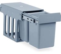 Relaxdays - Poubelle encastrable pour cuisine, à tiroir, duo de 8 l chacun, système de poubelle pour meuble bas, plastique, H x l x P : 35,5 x 25 x 47 cm, gris