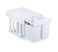 Relaxdays Poubelle encastrable pour la cuisine, 4 bacs de 8 litres chacun, H x L x P : 35,1 x 34,3 x 48 cm, blanche