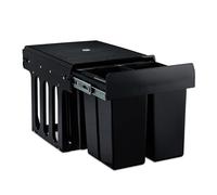 Relaxdays Poubelle encastrée à 4 compartiments, poubelle de cuisine coulissante pour meuble bas, ABS, noir, 35,1 x 34,3 x 48 cm,10031541
