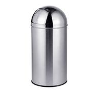 Relaxdays Poubelle, 50 L, couvercle poussoir, inox, argent