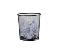 Relaxdays Poubelle métal maille Corbeille à papier bureau chambre 23 cm Ø, hauteur 24 cm, noir