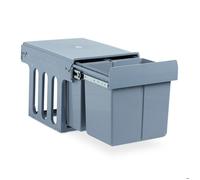 Relaxdays Poubelle de cuisine à 3 compartiments – 15 L + 2×8 L, gris, encastrable