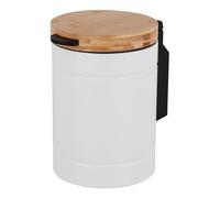 Relaxdays Poubelle murale, 3 l, fermeture douce, seau intérieur, métal, ronde, blanc/nature