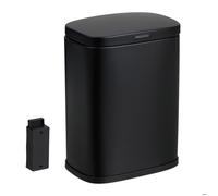 Relaxdays Poubelle murale 3 L pour salle de bain, métal, seau intérieur, fermeture douce, carrée, noire