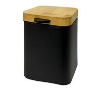 Relaxdays Poubelle murale cosmétique, 3 l, fermeture douce, seau intérieur, métal, salle de bain, noir/nature