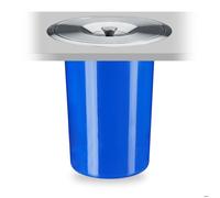 Relaxdays Poubelle plan de travail, 8 l, encastrable, déchets organiques, avec couvercle en inox, HxD 30 x 26,5 cm, bleu
