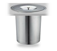 Relaxdays Poubelle plan de travail, 8 l, encastrable, inox, déchets organiques, avec couvercle, HxD 25 x 27 cm, argenté