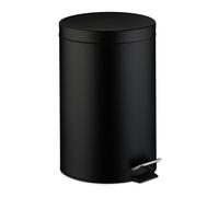 Relaxdays Poubelle pour la salle de bain ou la cuisine, 20 litres, couvercle, pédale, design mat, noire