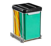 Relaxdays Poubelle sous évier coulissante encastrable 2 compartiments 2 x 8 L avec couvercle noir