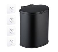 Relaxdays Poubelle Suspendue, 9 litres, mécanisme de Fermeture, Seau Amovible, Montage Mural, Noire