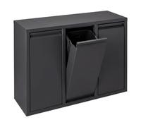 Relaxdays Poubelle tri 3x10 L pliable, 3 bacs intérieurs, noir | pour la cuisine, en fer, H x l x P : 49 x 25 x 65 cm