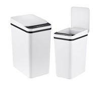 Relaxdays Poubelles à capteur, lot de 2 (9 L & 15 L), blanc