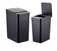 Relaxdays Poubelles à capteur, lot de 2, 9 L & 15 L, noir