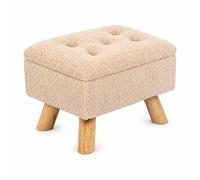 Relaxdays Pouf avec rangement en tissu teddy