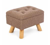 Relaxdays Pouf avec rangement en tissu teddy