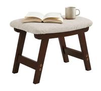 Repose-pieds Relaxdays en bois, rembourré, H x l x P : 29 x 40 x 25 cm, couloir, salon, tabouret d'appoint, beige/marron