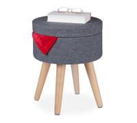 Relaxdays Pouf coiffeuse rond avec fonction table