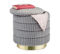 Relaxdays Pouf coiffeuse velours gris rangement