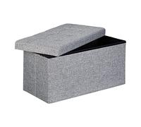 Relaxdays Pouf de Rangement Pliant Coffre Repose-Pieds Hxlxp: 38 x 76 x 38 cm, Gris