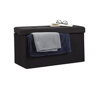 Relaxdays Pouf de Rangement Pliant Coffre Repose-Pieds Hxlxp: 38 x 76 x 38 cm, Noir