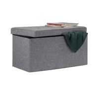 Relaxdays Pouf de rangement pliant lin