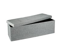 Relaxdays Pouf de rangement pliant XXL, tabouret pratique avec couvercle, H x L x P : 38 x 114 x 38 cm, gris