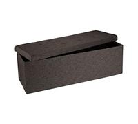 Relaxdays Pouf de Rangement Pliant XXL, Tabouret Pratique avec Couvercle, H x L x P : 38 x 114 x 38 cm, Marron