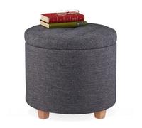Relaxdays Pouf de rangement rond
