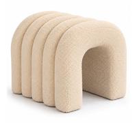 Relaxdays pouf teddy, H x L x P : 36 x 35 x 36 cm, beige | Pouf de coiffeuse, forme en U, rembourré, structure en MDF, design, salon