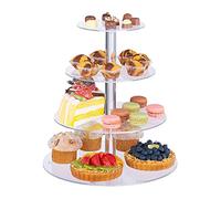 relaxdays présentoir, 4 étages, ronds, cupcakes, gâteaux, snacks, fruits, petit-déjeuner, en acrylique, transparent