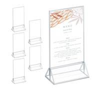 Relaxdays Présentoir de Table, lot 6, pour menus, Photos, etc. au Format A6, Mariage, Acrylique, Transparent et argenté