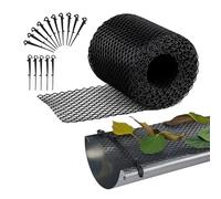 Relaxdays Protection contre les feuilles pour gouttières, 6 m de long, 15 cm de large, avec 15 clips, en plastique, noir
