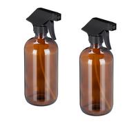 Relaxdays Pulvérisateur en verre lot de 2 marron
