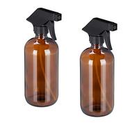 Relaxdays Pulvérisateur en verre, lot de 8, 500 ml, rechargeable, vaporisateur vide, brumisateur, spray, flacon, marron